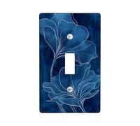 Navy Floral Light Switch Cover Plate/Outlet Covers, Elegant Blue Blooms for Home Decor, Thermoplastic Wall Plates, Standard Size Single Toggle