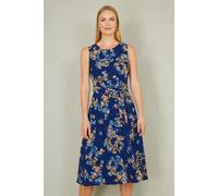 Navy Floral Skater Sleeveless Dress Yumi Blue 14