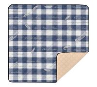 Navy Gingham with Constitutional Elements Large Sturdy Baby Gym & Activity Mat for Indoor Outdoor Cozy Breathable Infant Play Mat for Baby Kids Toddlers Infants, 50'' x 50''