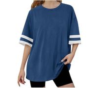 Navy Girls T-Shirt Oversized Crewneck Baseball Tee Short Sleeve Summer Tops Loose Fit Lightweight Tunic Tees Longline Basic Blouse Leisure Fashion Top Children's Comfy Clothing 12-13 Years