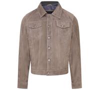 Navy Goat Suede Leather Jeans Jacket- Nurmes Infinity Leather Grey 4XL