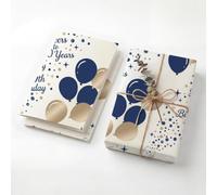 Navy Gold Balloon Champagne Birthday Wrapping Paper Folded Sheets, 120GSM Thick Kraft Wrapping Paper for Women, Cheers to 40 Years Print Present Packaging for Wife Mom, Two Pack