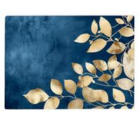 Navy Gold Leaf Art Glass Chopping Board Large Kitchen Worktop Saver 39 x 28cm