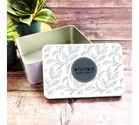 Navy Grey Doodle Leaves Personalised Earl Grey Tea Storage Tin Personalised Gift | Custom Gift | Personalized Tin | Personalised Tins | Gift For Her | Gift For Him