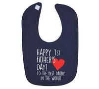 Navy Happy 1st Father's Day to The Best Daddy in The World Baby Bib