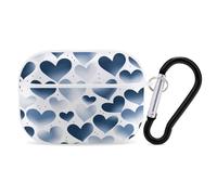 Navy Heart Earbuds Organizer Shockproof Protective Airpods Pro Cover with Carabiner Clip Anti Fall Carrying Earphone Case Cover for Airpods Pro 2nd Generation White