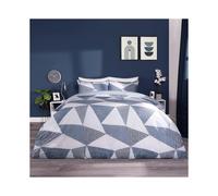 (Navy, King) Stripe Geometric Duvet Cover with Pillowcase Bedding Set Grey Sage