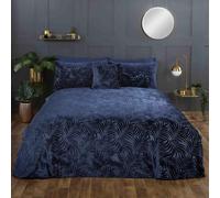 (Navy, Kingsize Duvet Cover Set) Rapport Home Paloma Duvet Cover Bedding Set Cushion Faux Velvet