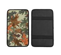 Navy Leaves Car Armrest Cushion Camouflage Maple Waterproof Auto Center Console Pad Car Armrest Seat Box Cover Protector Universal Fit for Most Vehicle SUV
