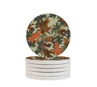 Navy Leaves Coasters Set of 2 Camouflage Maple Absorbent Diatomite Coasters Quick Dry Cup Mat for Drinks Round Mugs Pad for Table Bar Home Decor