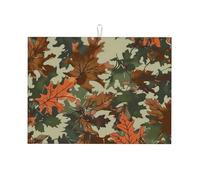 Navy Leaves Dish Drying Mat Absorbent Draining Board Pad for Kitchen Counter Camouflage Maple Coffee Mat Dishes Drainer Protector with Hanging Loop 18 x 24 Inch