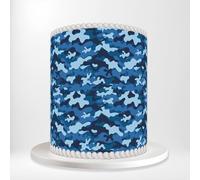 Navy Light Blue Military Camouflage Army Soldier Wrap Around Print A4 Edible Paper Icing Sheet Cake Topper Side Ribbon Border Decor for Personalised Themed Decorations