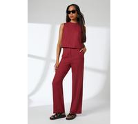 Navy Linen Blend Cropped Top Principles Red 18