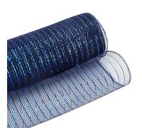 Navy Metallic Deco Mesh Roll 25cm x 9.1m Length for Wreaths,Christmas, Crafting