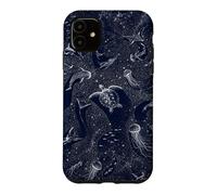 Navy Ocean Animals Lover Turtle Jellyfish Shark Whale Case for iPhone 11