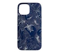 Navy Ocean Animals Lover Turtle Jellyfish Shark Whale Case for iPhone 15