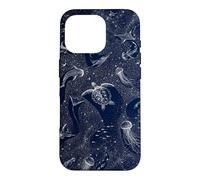 Navy Ocean Animals Lover Turtle Jellyfish Shark Whale Case for iPhone 16 Pro