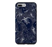 Navy Ocean Animals Lover Turtle Jellyfish Shark Whale Case for iPhone 7 Plus/8 Plus