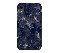 Navy Ocean Animals Lover Turtle Jellyfish Shark Whale Case for iPhone XR