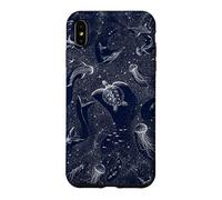 Navy Ocean Animals Lover Turtle Jellyfish Shark Whale Case for iPhone XS Max