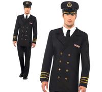 Navy Officer Costume Captain Sailor Mens Fancy Dress Outfit Uniform Suit New