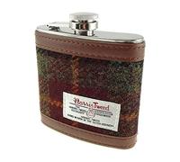 Navy & Orange Rust Check Harris Tweed 6oz Stainless Steel Pocket Hip Flask