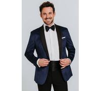 Dobell Mens Navy Paisley Velvet Tuxedo Jacket Regular Fit Contrast Shawl Lapel-42R