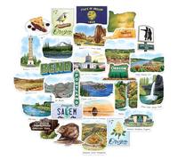 Navy Peony Breathtaking Oregon Travel Stickers (28pcs) - Portland, Nature, Outdoor, America State-Themed Stickers for Scrapbooking, Journals