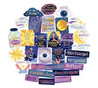 Navy Peony Celestial Manifest and Reclaim Vision Board Stickers (30pcs)- Self-Discovery, Mind and Spirit Decals for Manifestation, Vision Board Party