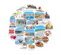 Navy Peony Cherished Cabo San Lucas Travel Stickers - Hand-Illustrated Gouache, Matte, Die-Cut - for Journals, Scrapbooks & Postcards (28 Pieces)