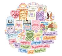 Navy Peony Danish Pastel Friendship Vision Board Stickers (30pcs)- Friendiversary, Soft Preppy, Best Friend Decals for Planners, Vision Board Party