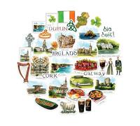 Navy Peony Emerald Ireland Statement Stickers - Hand-Illustrated Watercolour, Glossy, Waterproof - for Suitcases, Laptops, Water Bottles (34-Piece Set)