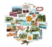 Navy Peony Exotic Hawaii State Travel Stickers (31pcs) - Hawaiian Decals for Scrapbooks, Journals
