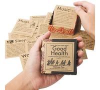 Navy Peony Good Health and Wellness Note Cards - 47 Self Care Cards, Eco-Friendly, Small Box | Healthy Advice for Stress Relief and Meditation