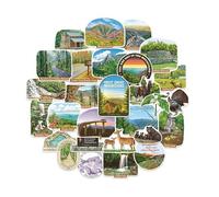 Navy Peony Great Smoky Mountains National Park Stickers (28pcs) - Gouache, America, Nature-Themed Decals for Journals, Scrapbooks, Water Bottles