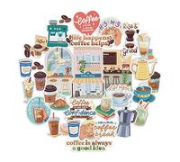 Navy Peony Hipster Coffee Stickers (30 Pieces) - Motivational, Waterproof, Vibrant Design | Cafe Quote Decals for Cups, Laptops, Scrapbooks