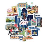 Navy Peony Iconic New York City Travel Stickers (28pcs) - New Yorker Decals for Scrapbooks, Journals
