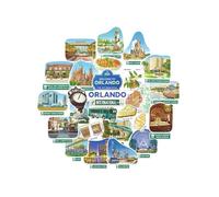 Navy Peony Magical Orlando Statement Stickers - Hand-Illustrated Gouache, Glossy, Waterproof - for Suitcases, Laptops, Water Bottles (28-Piece Set)