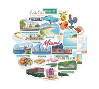Navy Peony Miami Statement Stickers - Hand-Illustrated Gouache Art, Glossy and Waterproof - for Luggage, laptops, Water Bottles (28 pcs)