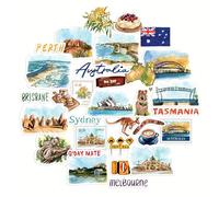 Navy Peony Outback Australia Travel Stickers (32pcs) - for Scrapbooks, Journals