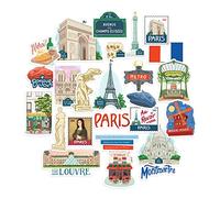 Navy Peony Passionate Paris City Travel Stickers (25pcs) - Small Hand Drawn Parisian Art for Scrapbooks, Journals