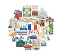 Navy Peony Passionate Paris Statement Stickers (25pcs) - for Laptop, Water Bottle, Luggage