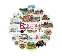 Navy Peony Spiritual Nepal Stickers (28pcs)-Watercolor, Kathmandu, Everest, Himalaya, Nepali-Themed Vacation Decal for Scrapbooks, Journals, Luggage
