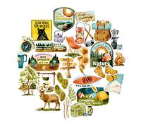Navy Peony Summer Outdoorsy Adventure Camping Stickers (29 Pieces) - Waterproof Decals for Bike, Skateboard, Backpack and Helmet | Trendy Stickers for Scrapbooking, Planner and Journal