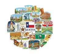 Navy Peony Thrilling Texas State Travel Stickers (28 pcs) - Watercolor, Texan, America-Themed Vacation Decals for Scrapbooking, Journals, Laptop