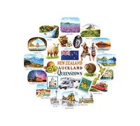 Navy Peony Tranquil New Zealand Statement Stickers - Hand-Illustrated Watercolour, Glossy, Waterproof - for Suitcases, Laptops, Water Bottles (28-Piece Set)