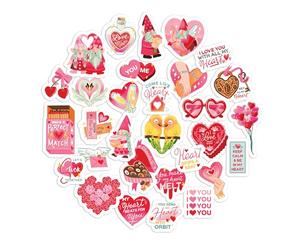 Navy Peony Valentine's Gnome Stickers (30pcs) - Love-Filled, Heartfelt, Pink & Red Decals for Greeting Cards, Laptops, Phone Cases, Tumblers