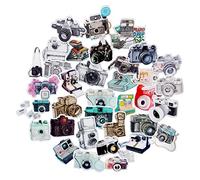 Navy Peony Vintage Camera Stickers (35pcs) - for Scrapbooks, Photography