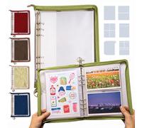 Navy Peony Wander Keeper Stationery Binder (Tuscan Olive) - True A5/A6 Sleeves, Curated Travel Colours, Durable Zipped Organiser - for Stickers, Postcards, Photo Cards