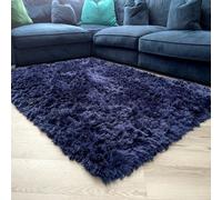 Navy Plain Shaggy Handmade Luxurious Sparkle Rug Easy To Clean Living Room And Bedroom-120Cm X 170Cm